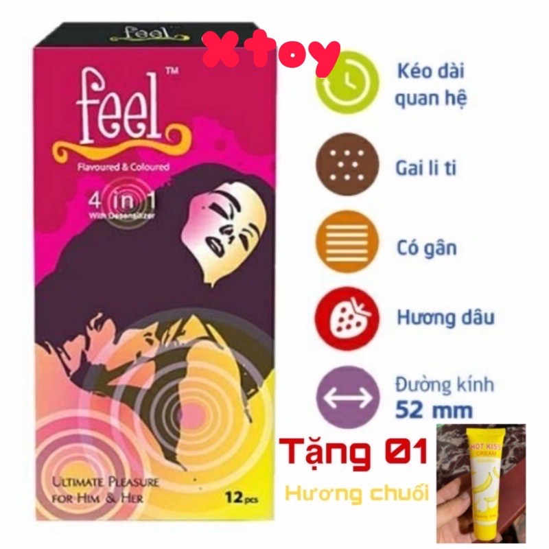 Combo Bao Cao Su Feel 4in1 Tặng gel