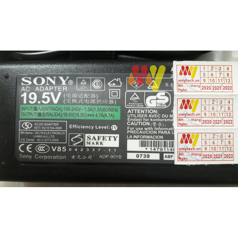 Sạc Laptop SONY Vaio 19.5V - 4.7A Tặng kèm dây nguồn (NEW 100%)