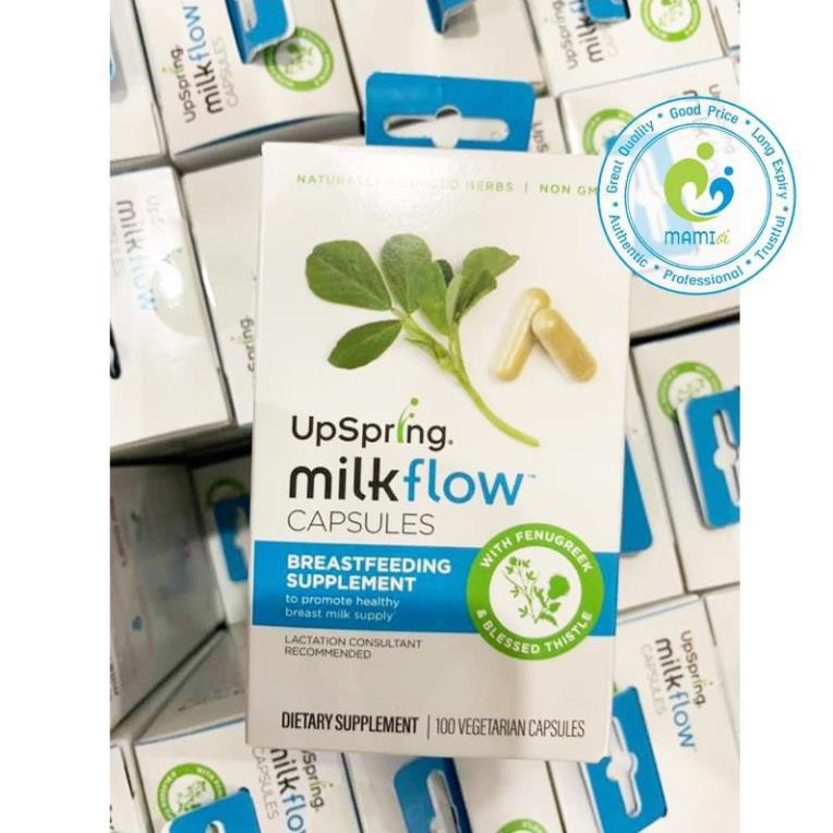 Lợi sữa cỏ cà ri và khế sữa (100v) tăng tiết sữa cho mẹ sau sinh Upspring Milkflow Fenugreek + Blessed Thistle, USA