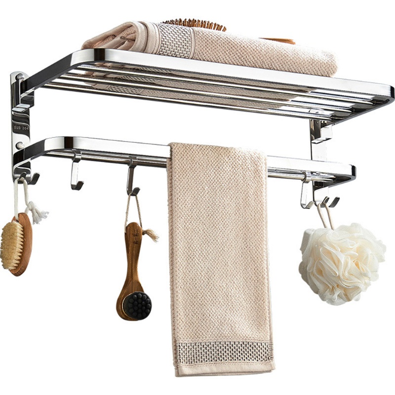 Giá Đỡ Treo Khăn Gắn Tường Bằng Thép Không Gỉ Kèm 4 Thanh Trượt Tiện Dụng Cho Nhà Tắm