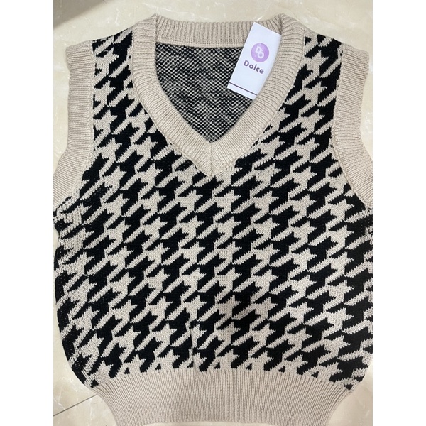 Áo gile nữ len cổ V không tay màu sắc vintage phong cách Hàn Quốc - Dolce | BigBuy360 - bigbuy360.vn