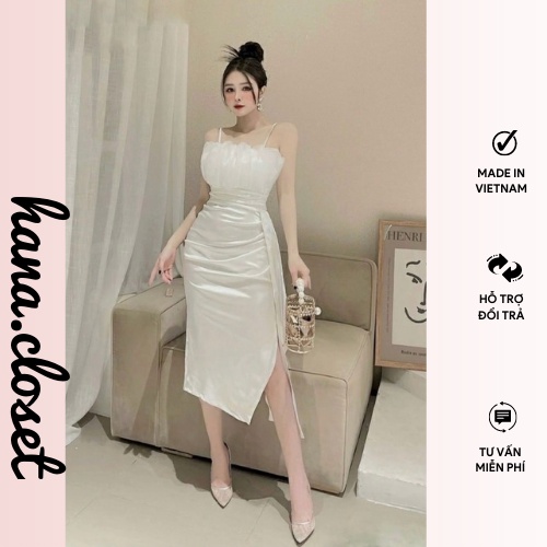 Đầm body 2 dây váy nữ trắng đi tiệc đi chơi dạo phố phong cách trẻ trung hách dáng HN0098