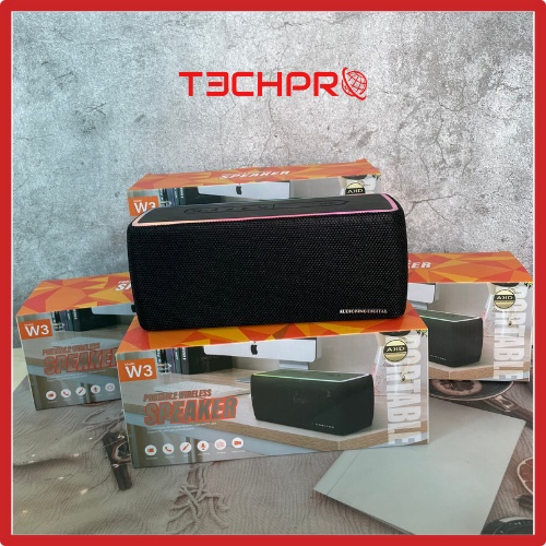 Loa bluetooth W3 mới nhất 2 loa đèn leb công suất lớn không dây âm thanh siêu hay bass khỏe Bảo hành 1 đổi 1 - TechPro