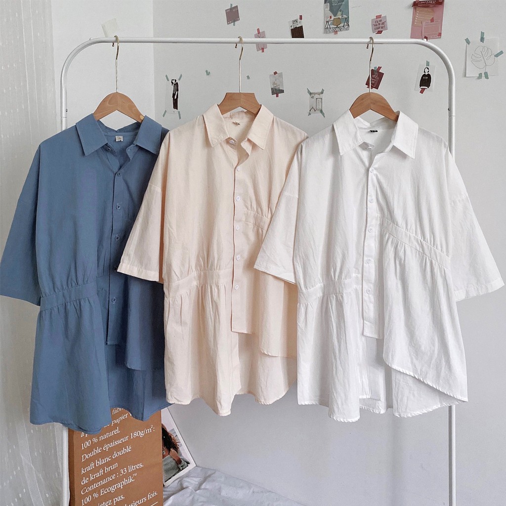 Áo kiểu Hàn Quốc, Áo sơ mi lệch vạt dáng rộng tiểu thư Ulzzang