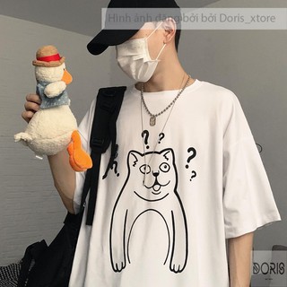 Áo Thun Tay Lỡ💥Áo Phông Tay Lỡ Dáng Unisex Form Rộng Phong Cách Ulzzang Hình Chó Ngáo Ngơ Doris_xtore