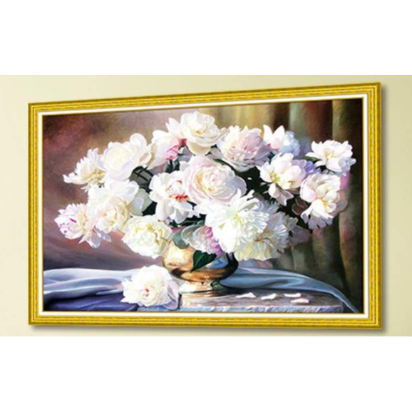 TRANH ĐÍNH ĐÁ BÌNH HOA LG1047 (65X50) CM tranh chưa thành phẩm