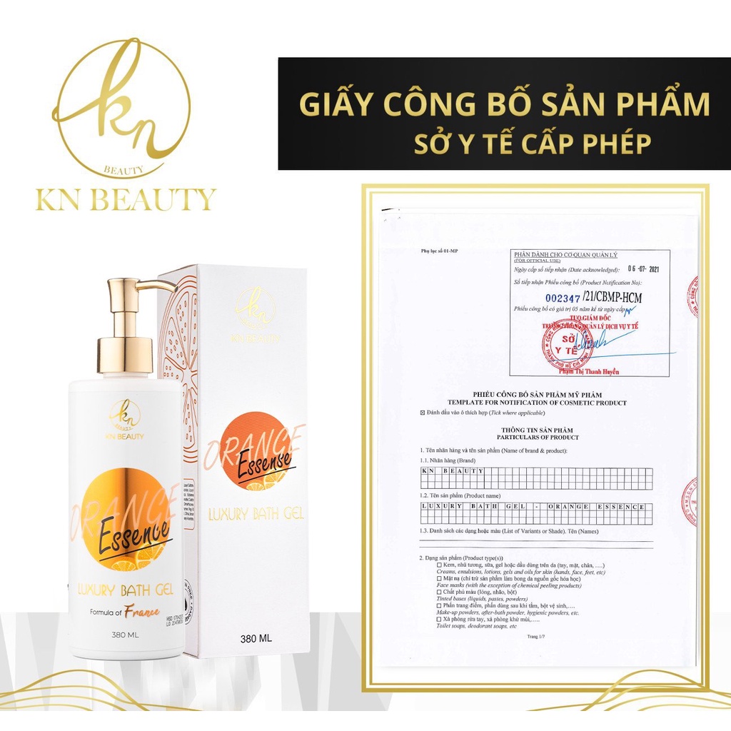 Sữa tắm tinh chất Cam KN Beauty – Luxury Bath Gel ORANGE essence 380ml tặng nước hoa mini