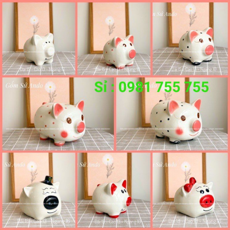 HEO ĐẤT TIẾT KIỆM_Lợn Sứ Bát Tràng Cao Cấp_Mẫu mới Siêu Hót