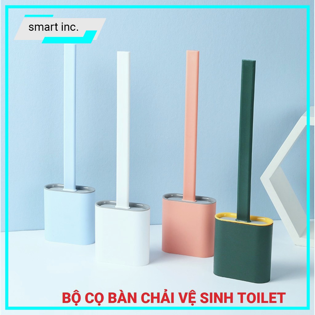 Cây Chổi Cọ Tẩy Rửa Bồn Cầu Nhà Tắm Kèm Hộp Đựng Gắn Dán Tường Bàn Chải Silicon Chà Rửa Toilet Nhà Vệ Sinh