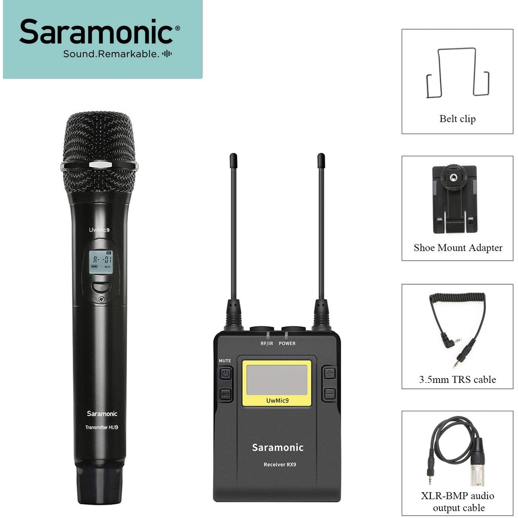 Micro không dây Saramonic UwMic9 RX9+HU9 (514 - 596 MHz) - Bảo hành 12 tháng