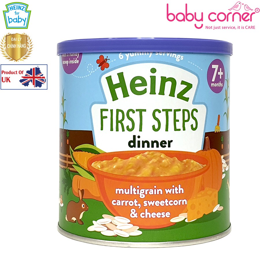 BỘT ĂN DẶM HEINZ VỊ NGŨ CỐC, CÀ RỐT, BÍ ĐỎ, PHÔ MAI VÀ BẮP NGỌT NGHIỀN
