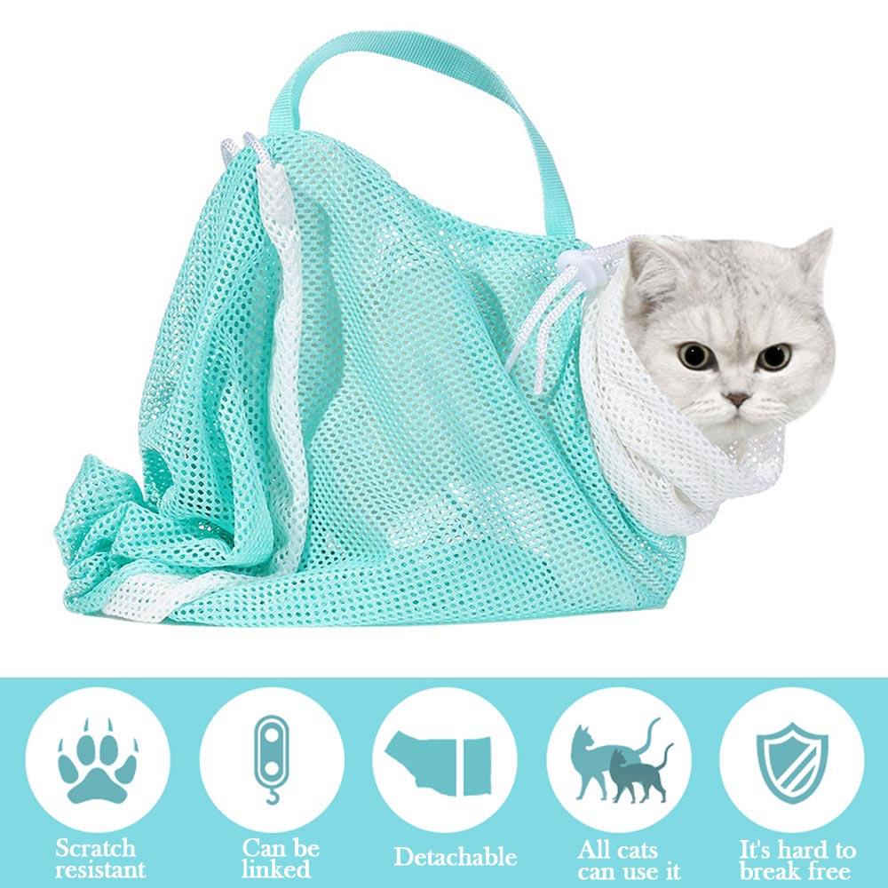 Túi Lưới Chống Cào Móng Có Thể Điều Chỉnh Dùng Khi Tắm Dành Cho Mèo