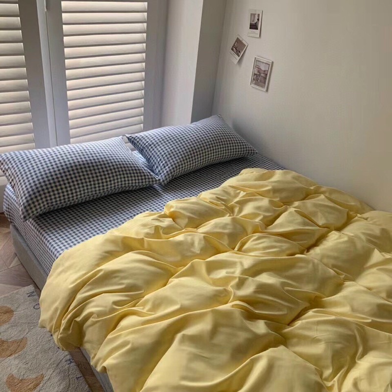 Set Chăn Ga Gối Cotton Tc kẻ Phối