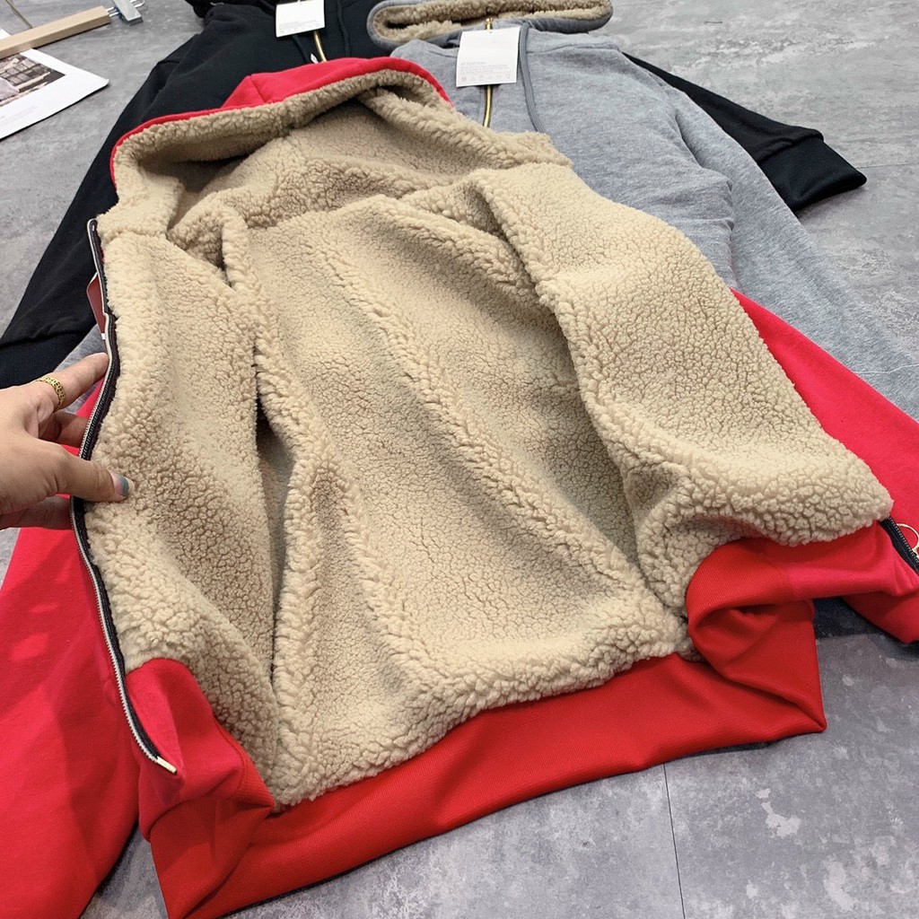 Áo Khoác Cotton Lining Unisex [FREESHIP] 🌸 Jacket nỉ lót bông hoodie thun trơn màu ĐEN | XÁM | ĐỎ Ulzzang nam nữ HOT 🌸 | BigBuy360 - bigbuy360.vn