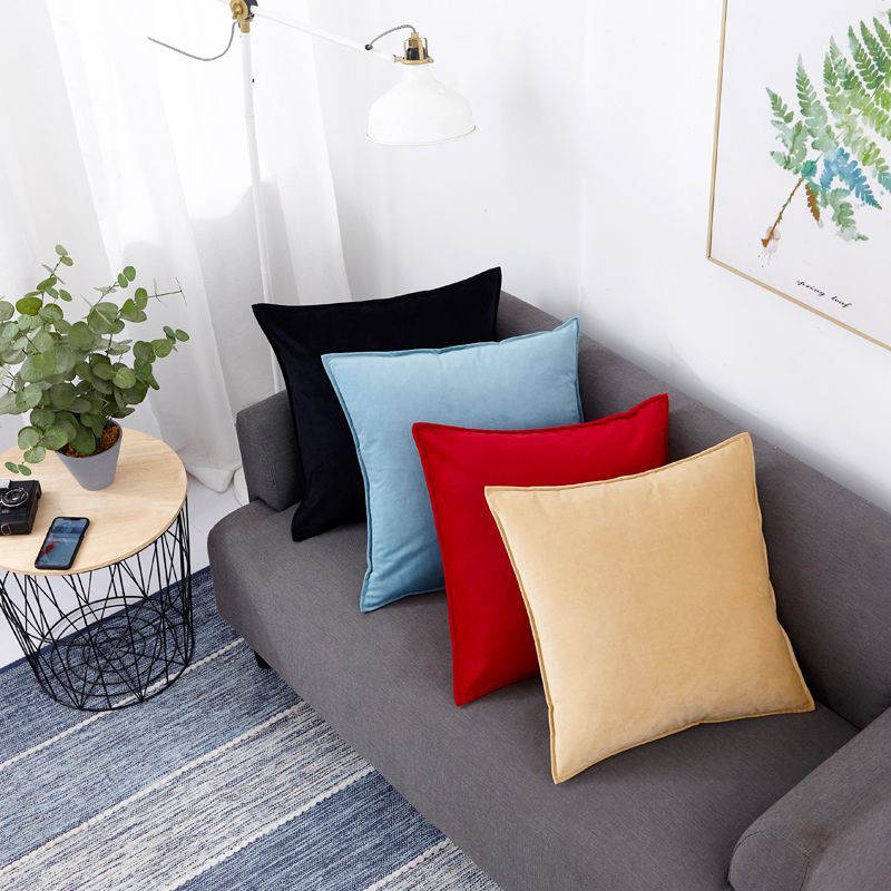Vỏ Gối Nhung Mềm Nhiều Màu Sắc Trang Trí Ghế Sofa