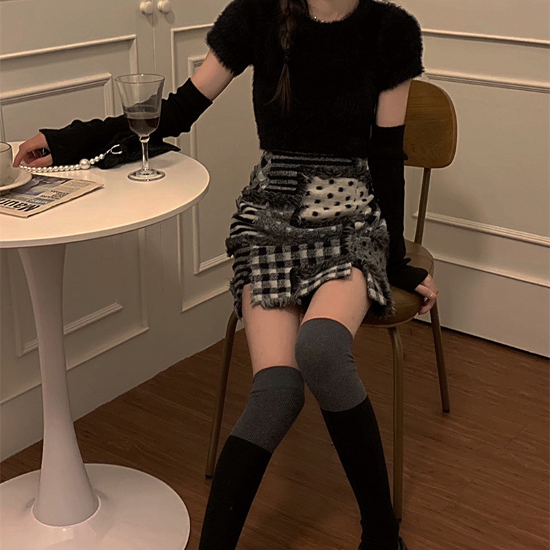 Chân váy len lưng cao dáng ôm thời trang thu đông cho nữ