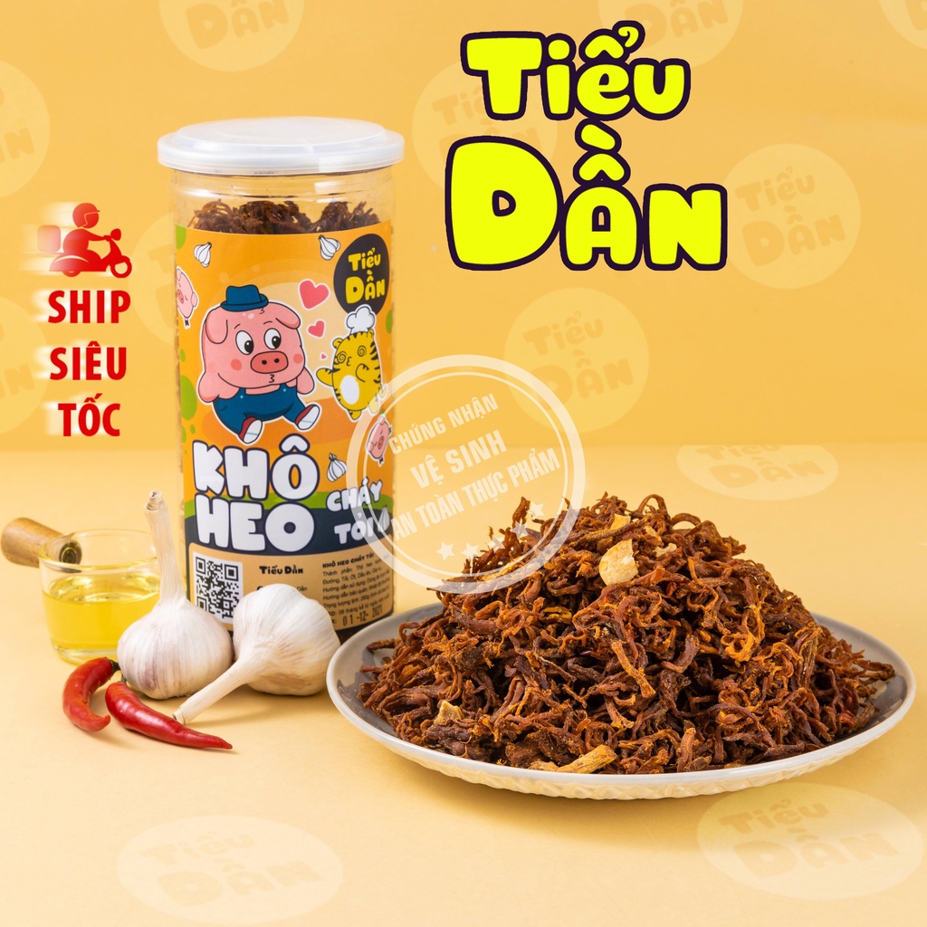 Khô heo, khô lợn cháy bơ tỏi hũ lớn 280g Tiểu Dần (cay vừa) đồ ăn vặt vừa ngon vừa rẻ