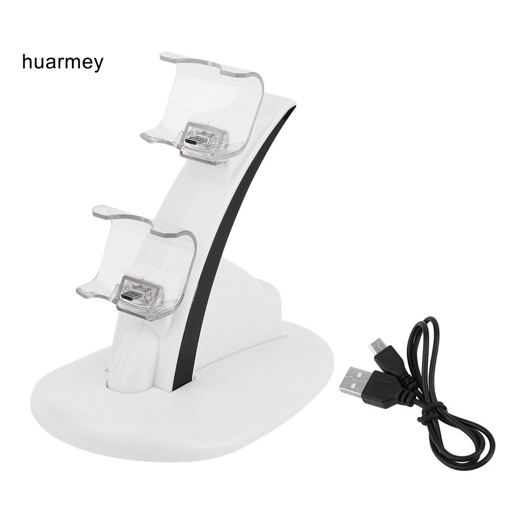 ♗HU Portable Dual Slots Controller Charger Dock Station Stand for PlayStation PS4