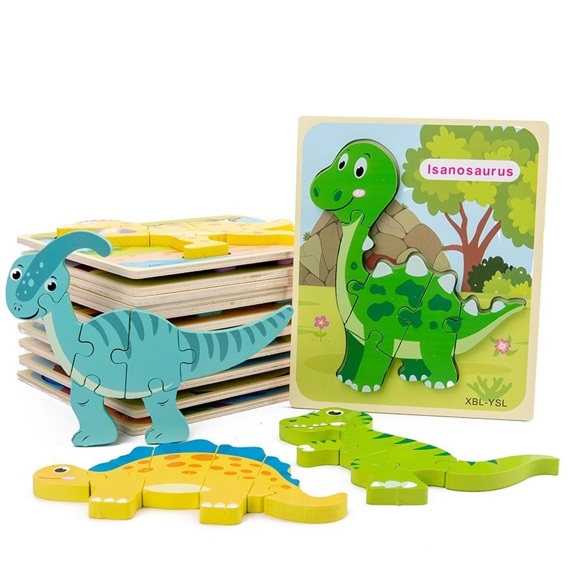 Bộ Đồ Chơi Lắp Ráp Khủng Long Ba Chiều Bằng Gỗ Cho Bé 1-2 - 3-4 - 5 Tuổi MY0240