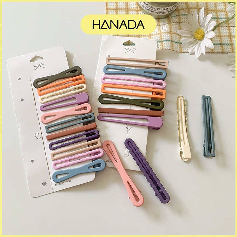 Set 11 Kẹp Tóc Cứng Cáp Nhiều Kiểu Dáng Màu Pastel Hanada K25-N018
