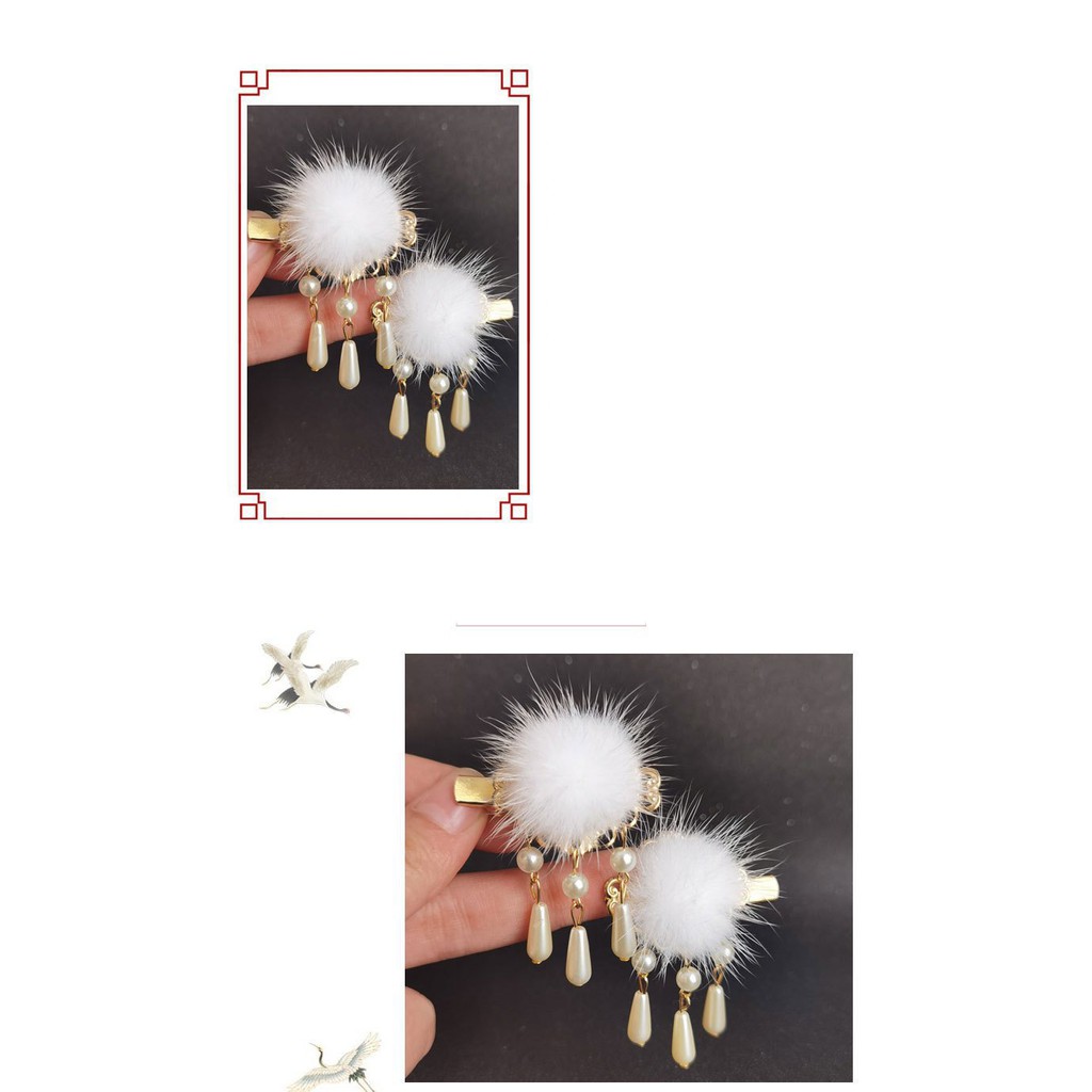 ( 1 chiếc ) Cài tóc kẹp BÔNG TRẮNG BA HẠT phụ kiện phong cách cổ trang xinh xắn dễ thương