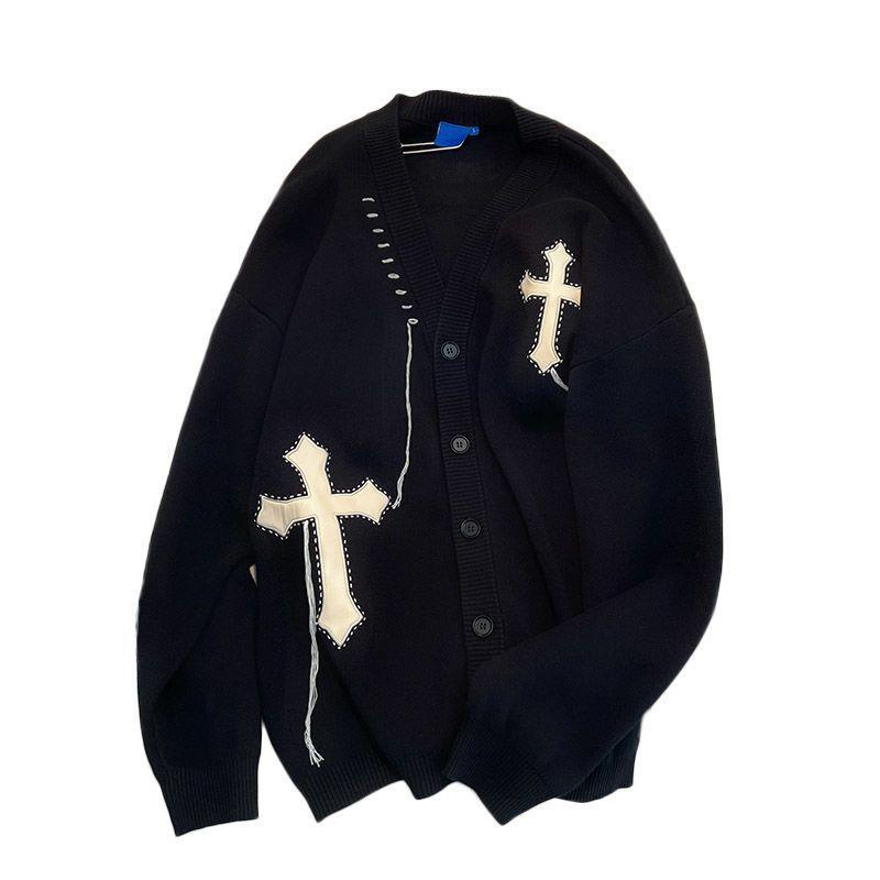 Áo Khoác Cardigan Màu Đen Dáng Rộng Phong Cách Đường Phố Hàn Quốc