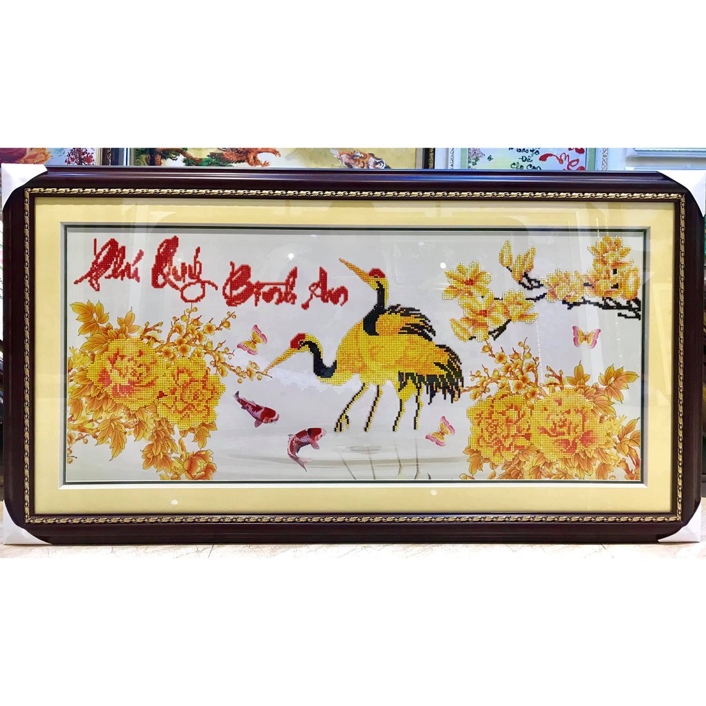 Tranh đính đá Phú Quý Bình An - Kích thước :100x48cm - tranh chưa gắn đá, không khung