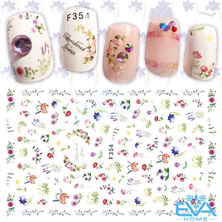 Miếng Dán Móng Tay 3D Nail Sticker Tráng Trí Hoạ Tiết Bông Hoa F354