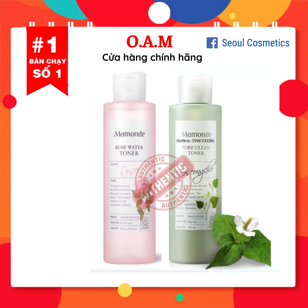 Nước Hoa Hồng Mamonde Kiềm Dầu, Se Khít Lỗ Chân Lông Mamonde Toner 250ml