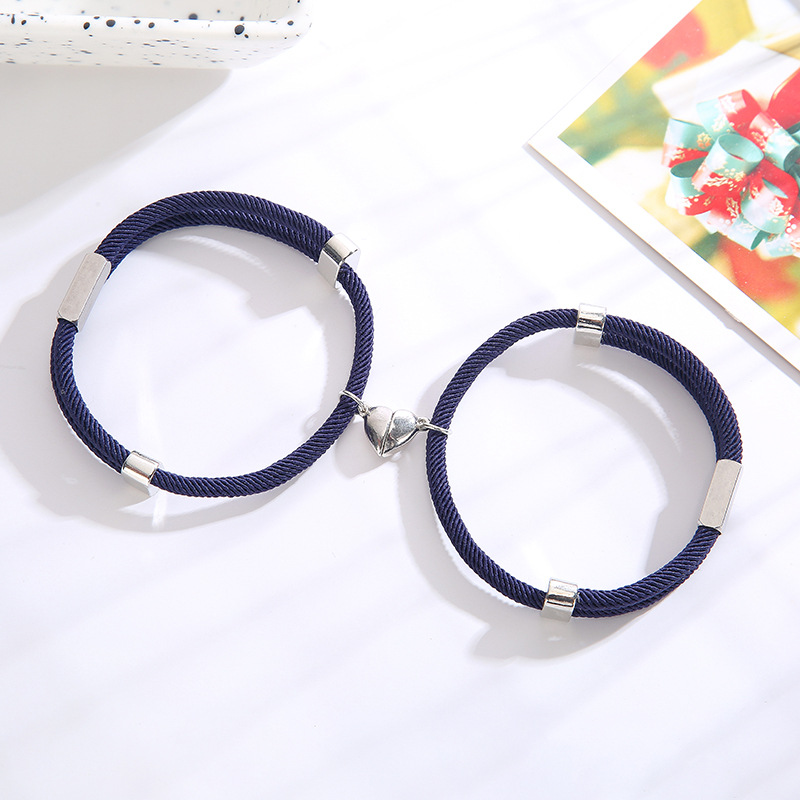 Set 2 Vòng Tay Dây Bện Phối Mặt Kim Loại Khắc Chữ Cho Cặp Đôi | BigBuy360 - bigbuy360.vn