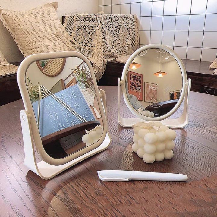 Gương để bàn trang điểm xoay 360 độ - Gương để bàn Hàn Quốc derco phòng xin xắn  - Br01673