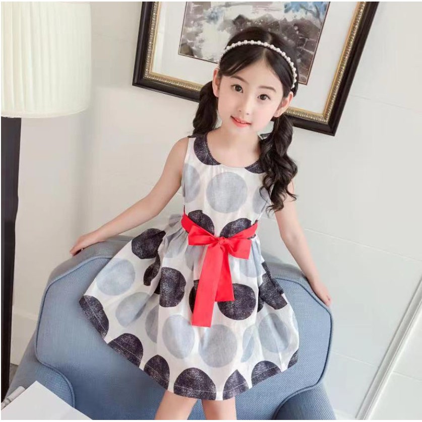 Váy đầm công chúa nơ đỏ style Hàn Quốc thời trang mùa hè cho bé gái Gifted Gift