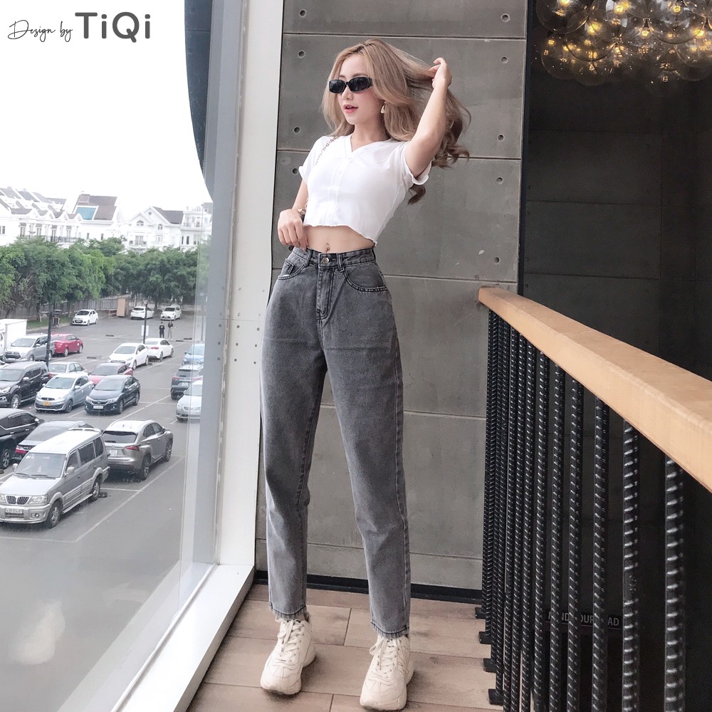 Quần baggy nữ lưng cao màu Đen Xám Xanh TiQi Jeans B1-77 | BigBuy360 - bigbuy360.vn