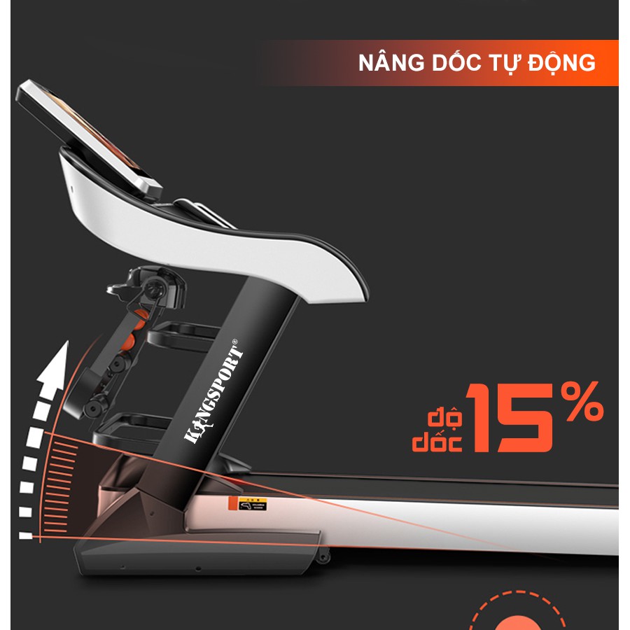 Máy chạy bộ tại nhà Kingsport BK-2034 đa năng có chức nâng dốc tự động, kèm theo đai massage và thanh gập bụng