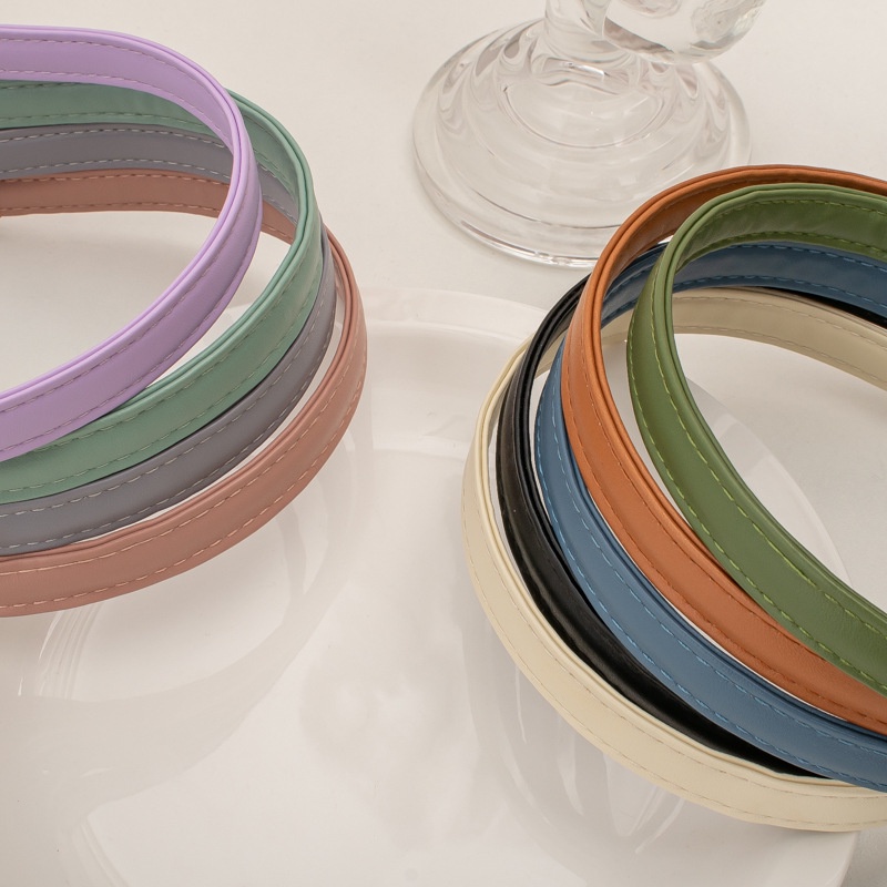 Băng đô cài tóc vải da basic đủ màu phong cách vintage