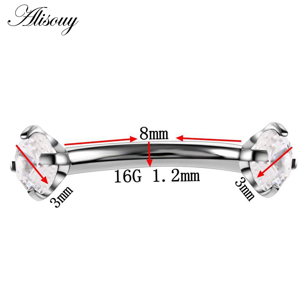 Alisouy 1 Khuyên Xỏ Cơ Thể Bằng Thép Không Gỉ 316l Đính Đá Zircon Thời Trang