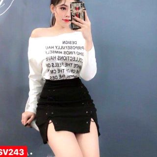 Set (SỈ 60K) áo trễ vai váy xẻ đùi dây body