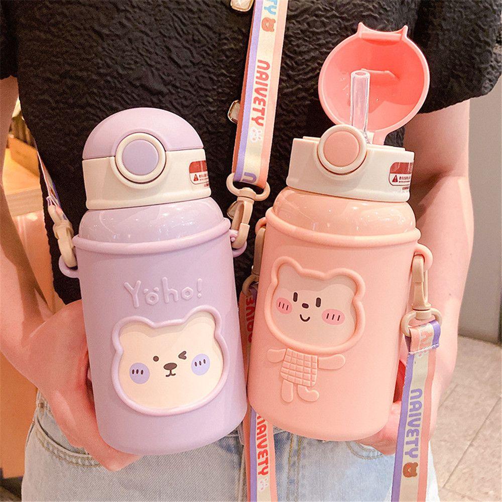 PISTA Bình Nước Kèm Ống Hút Dung Tích 450ml Dành Cho Bé