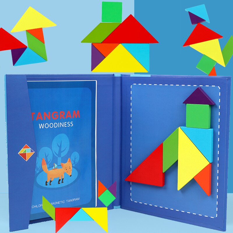 Đồ chơi Tangram có nam châm - xếp hình trí uẩn kèm hướng dẫn cùng bé sáng tạo