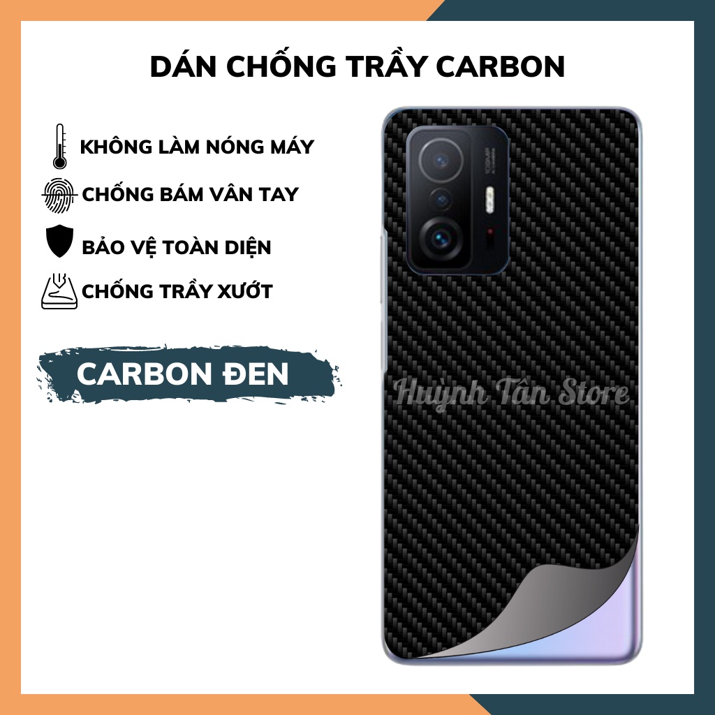 Miếng dán decal carbon mặt sau Xiaomi Mi 11T, 11T Pro 5G chống trầy mặt lưng,chống bám vân tay