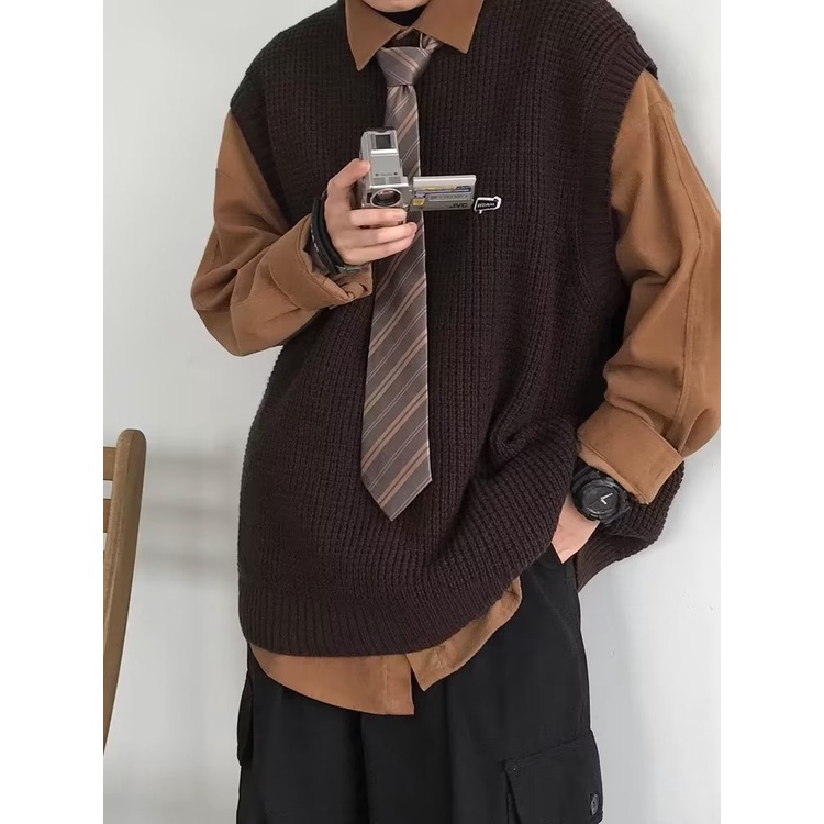 Áo Ba Lỗ Dệt Kim Dáng Rộng Oversize Thời Trang Unisex Nhật Bản Chất Lượng Cao Size M-3XL