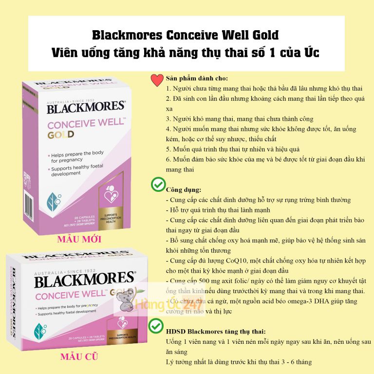 Viên Uống Blackmores Conceive Well Gold Hỗ Trợ Tăng Khả Năng Thụ Thai