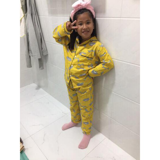 Đồ bộ mặc nhà Pijama bé gái dài tay nhiều hình dễ thương vải thoáng mát (20-35kg)