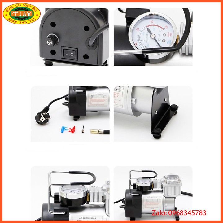 Bơm hơi tự động thông minh dùng điện 220V ,Bơm Lốp Ô TÔ, Xe Máy ,Bơm Đa Năng Dùng Điện 220V