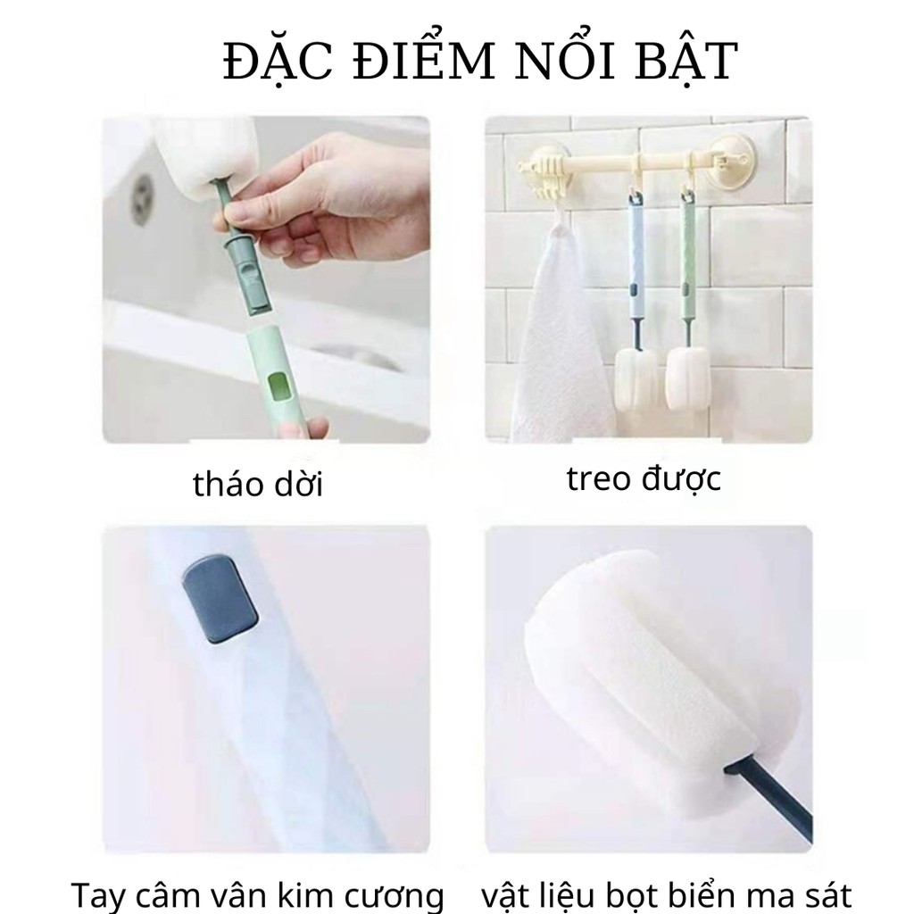 Bàn chải bọt biển lau rửa ly, cốc, bình nước TiLoKi TCD01 có thể tháo dời được