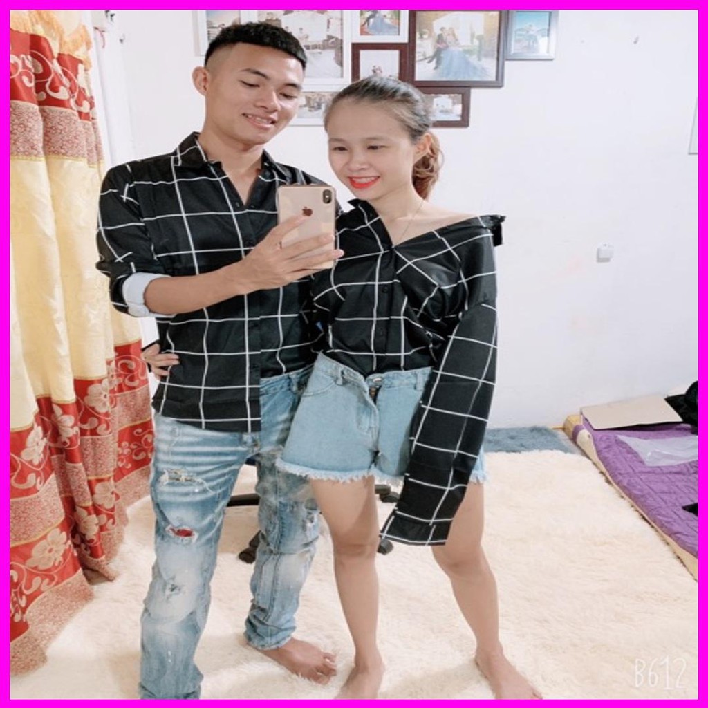 Áo sơ mi đen sọc kẻ trắng kèm ảnh thật