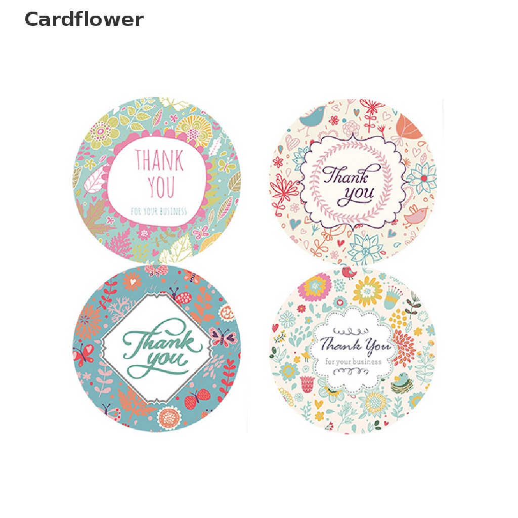 Set 500 miếng dán tròn họa tiết hoạt hình Thank You cầu vồng đám mây mặt trời trang trí