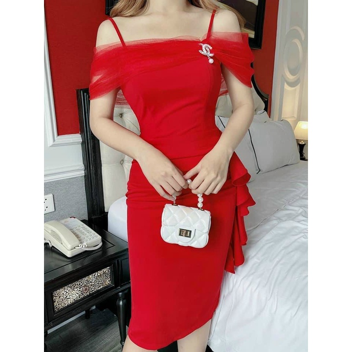 (Free ship) Đầm UMI Phối Lưới Hai Dây Ôm BODY Cực Sang Chảnh UP HHP Fashion