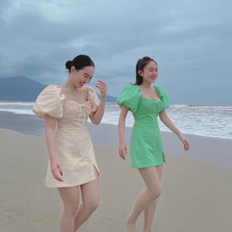 Váy Thô Ly Ngực Tay Phồng 2 Màu Siêu Xinh Có Ảnh Thật Kèm Video | BigBuy360 - bigbuy360.vn