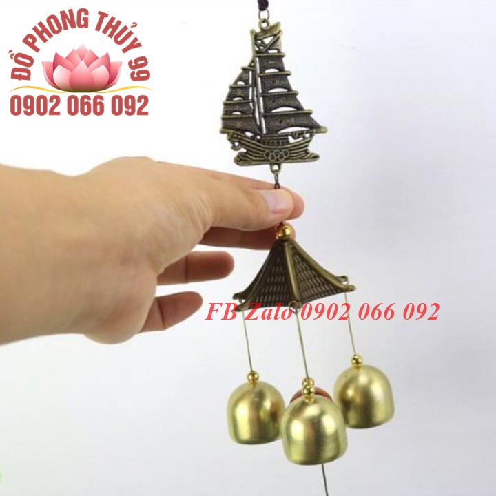 Chuông gió 3 quả phong thủy thuận buồm xuôi gió hình thuyền
